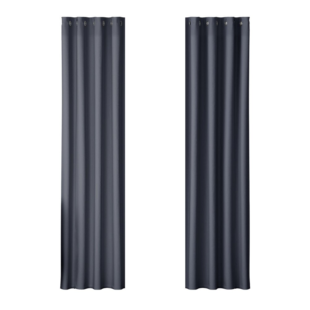 Artiss 2X Blockout Curtains Eyelet 140x230cm Charcoal - NuSea